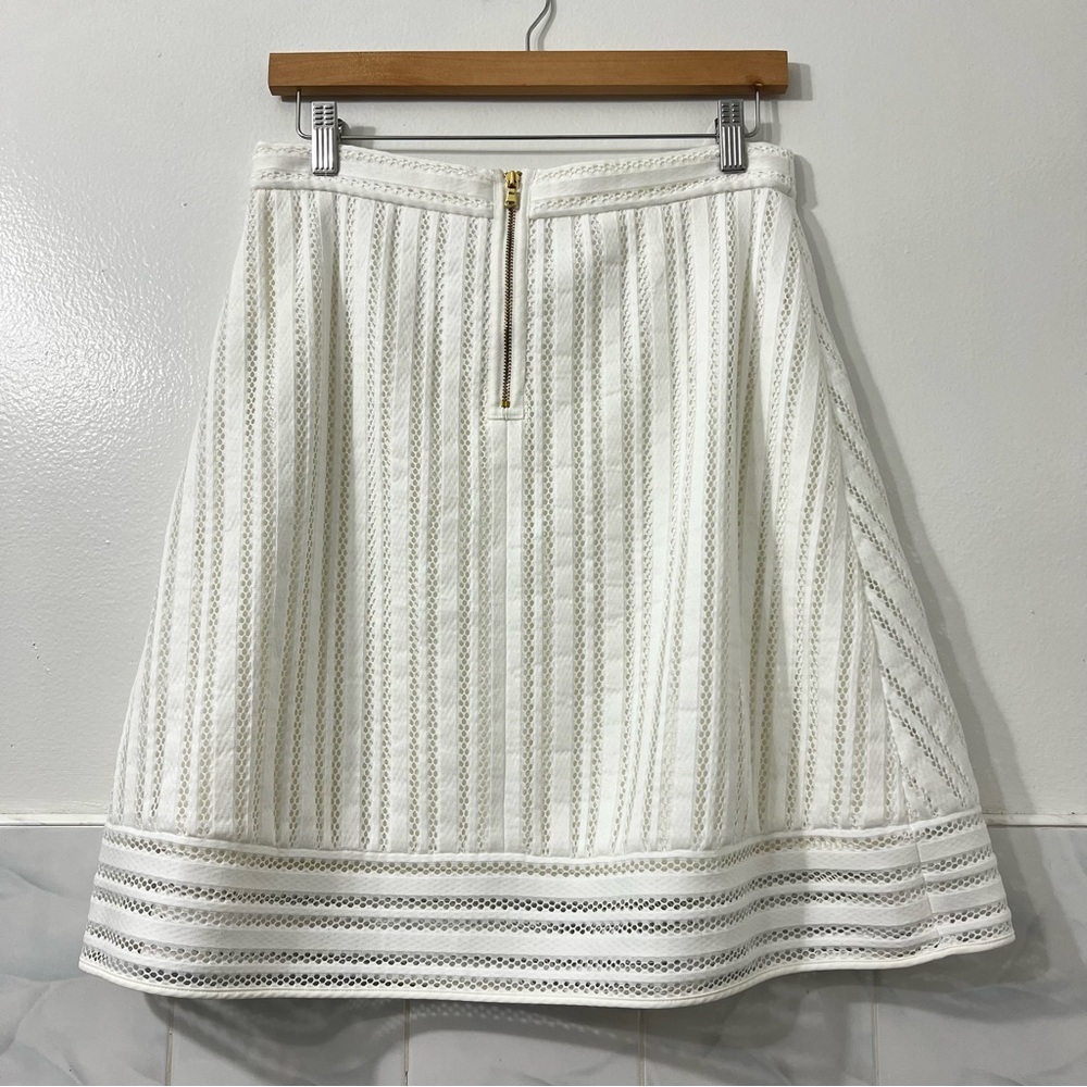 J.Crew 6 White A-Line Lace Eyelet Coastal Preppy Old Money Boho Above Knee Skirt - Picture 5 of 13